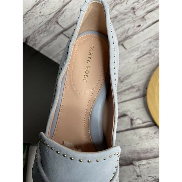 Taryn Rose Shoes Womens 8.5 Wide Moonstone Blue Studded Suede Bristol Loafers - Picture 5 of 6